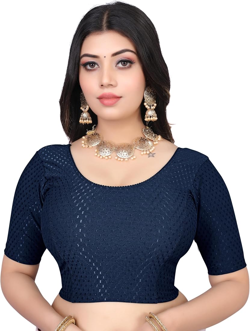 hitomi puffy jacquard blouse / navy